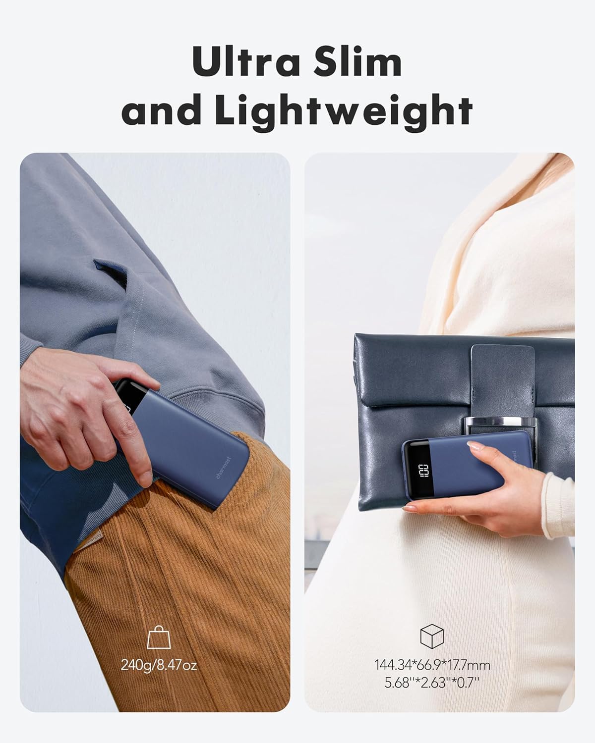 Portable Charger with Built in Cables, Portable Charger with Cords Wires Slim 10000mAh Travel Essentials Battery Pack 6 Outputs 3A High Speed Power Bank for iPhone Samsung Pixel LG Moto iPad