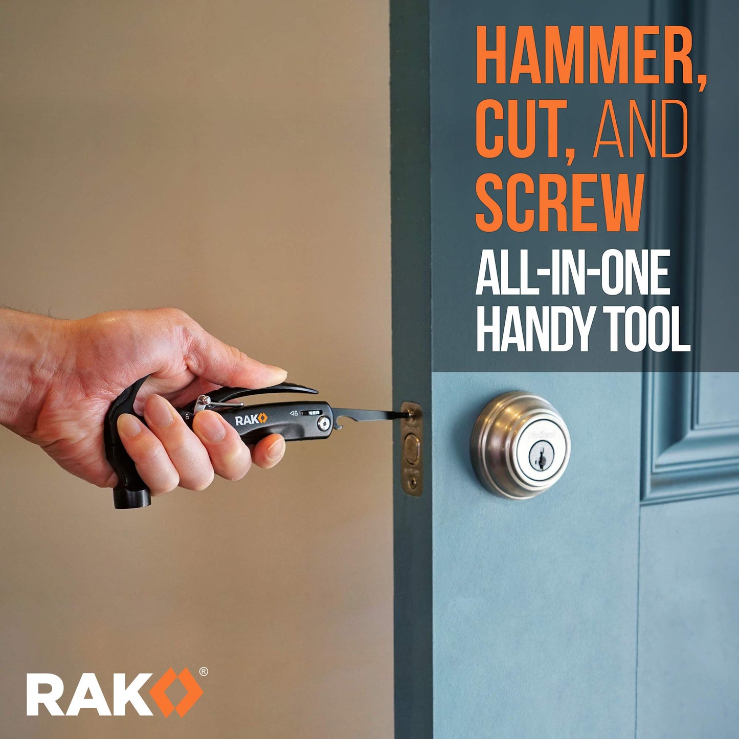 RAK Hammer Multitool BirthdayGifts for Men - Cool Unique Gifts Who Have Everything - Compact DIY Survival Multi Tool - Backpacking & Camping Accessories - Gadget Gifts