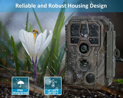 GardePro E5S Trail Camera 2 Pack, 64MP 1296p, Game Cameras with 100ft No Glow Night Vision Motion Activated Waterproof for Deer Wildlife Cam, Hunting