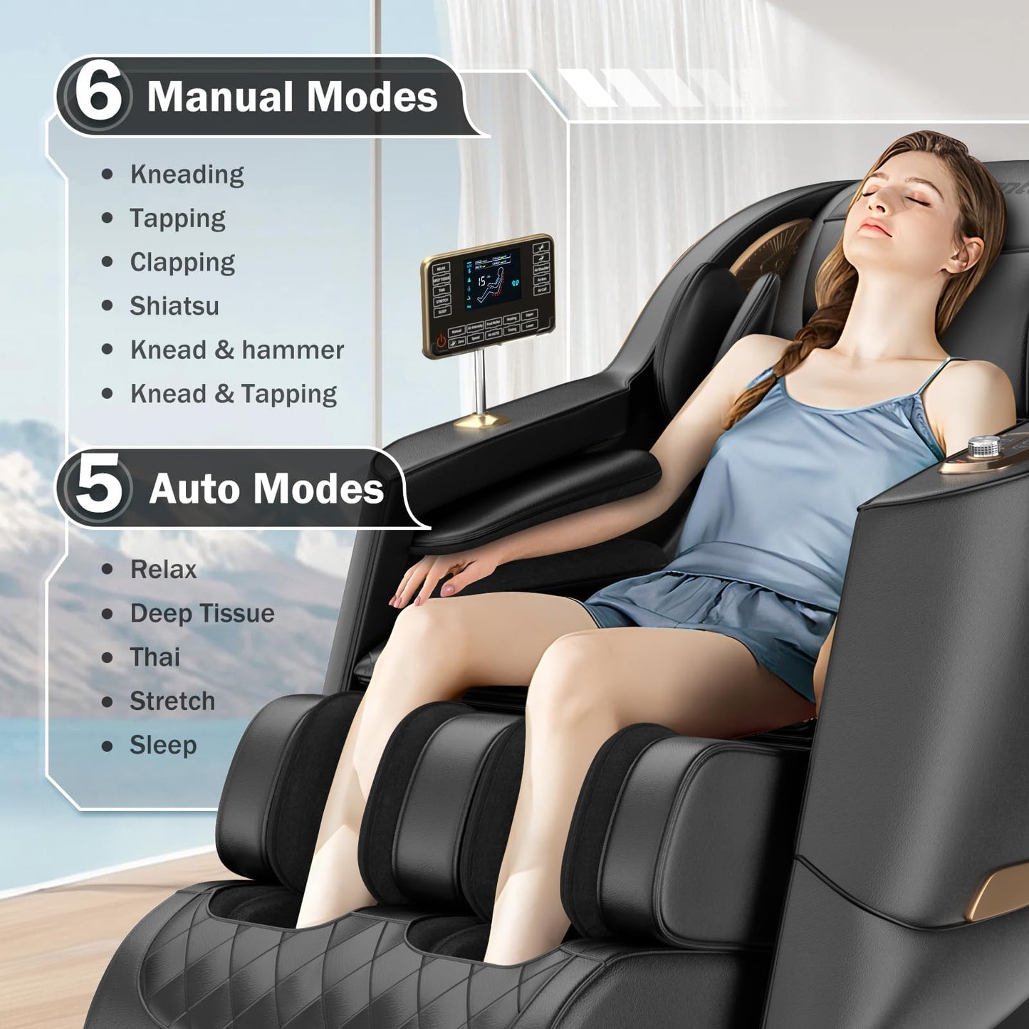 Culanta Massage Chair Full Body, Zero Gravity SL-Track Shiatsu Massage Recliner Chair with Body Scan, Airbags, Foot Rollers, Deep Yoga Stretch, Heating (U1-Black)