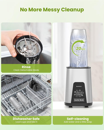 LAMPICK Blenders for Smoothie, 900W Personal Blender for Shakes and Smoothies with 2 * 22oz BPA Free Portable Cups, Small Juicer for Protein Shake, Baby Food, Frozen Drink