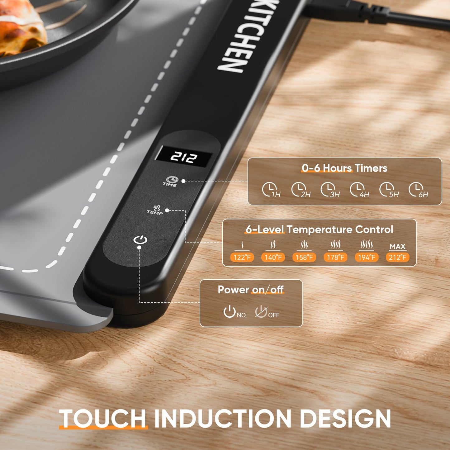 NEWKITCHEN Warming Mat for Food, (XXL 36"x16") Food Warming Mat for Countertop Upgrade Graphene Fast Full Surface Heating -Versatile Food Warmer for Gatherings, Parties, Everyday Use