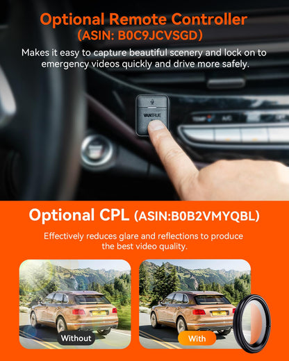 Vantrue N4 Pro 4K 3 Channel Dash Cam, STARVIS 2 IMX678 x PlatePix™ x HDR Night Vision, 4K+1080P+1080P Front Inside and Rear Dash Camera, Voice Control, WiFi, GPS, 24H Parking Mode, Support 512GB Max