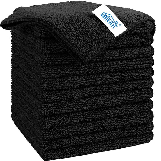 HOMEXCEL Black Microfiber Cleaning Cloth, 12 Pack Premium Microfiber Towels for Cars, Lint Free, Scratch-Free, Highly Absorbent, Reusable Cleaning Rags for Car, Household, Kitchen, Window, 11.5"X11.5"