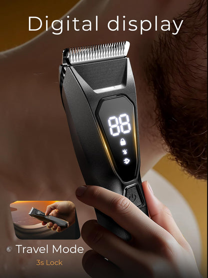 Lijecozy Body Hair Trimmer for Men: Pubic Hair Trimmer with Wireless Charging & 4000K LED Display, Waterproof Wet Dry Body Groomer for Face Legs, 90Min, Ceramic Blade