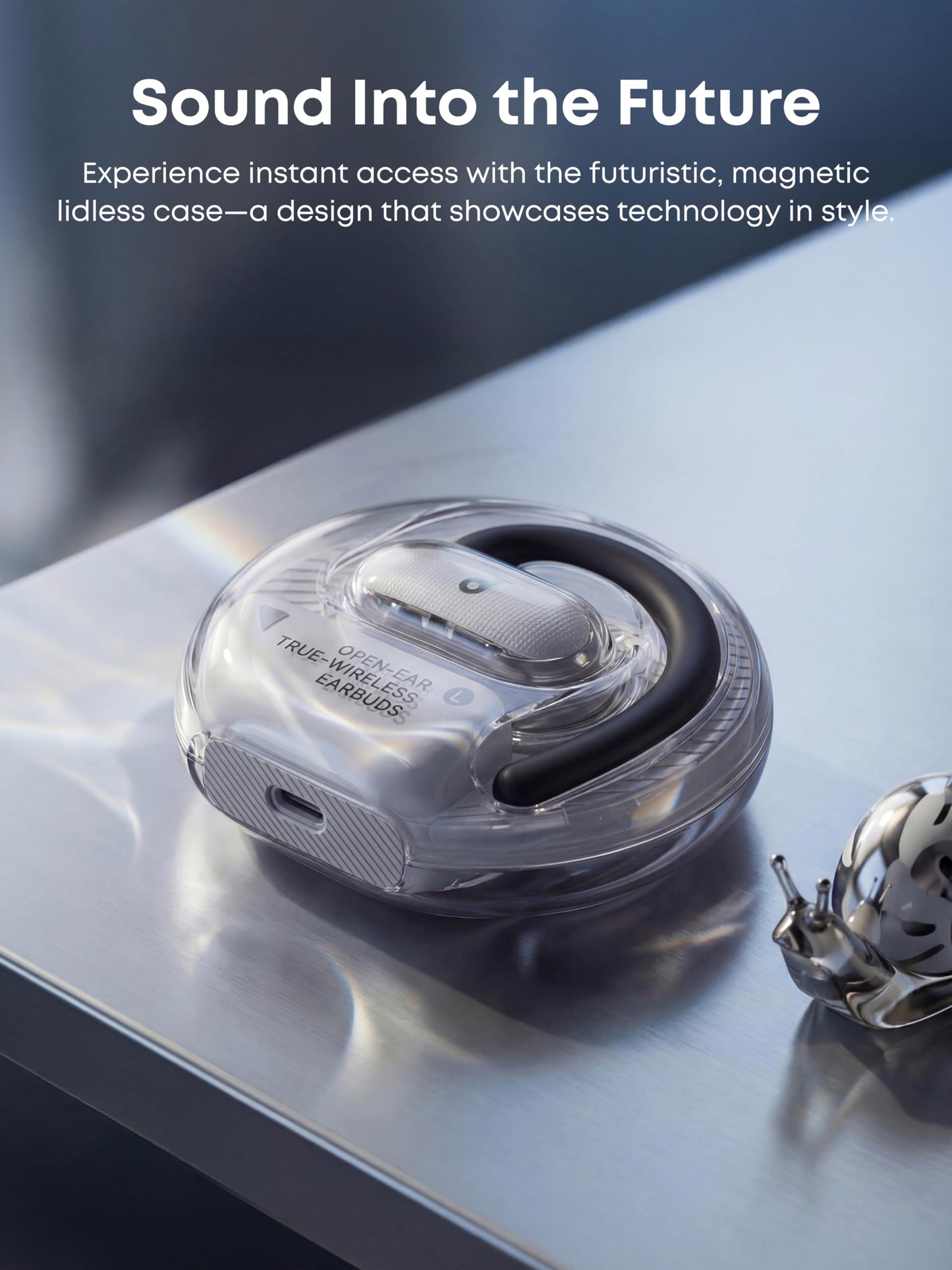 Soundcore V40i by Anker, Open-Ear Headphones, Clear Design, Lidless Case, 4 Adjustable Positions for Every Ear Size, Richer Bass, IP55, 21H Playtime, AI Clear Calls, Bluetooth 5.4, App Control