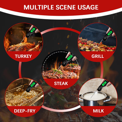 Meat Thermometer Digital，IP67 Waterproof Cooking Thermometer with Backlight, Calibration & Hold Function，Food Thermometer for Cooking,Outdoor Grilling，Suitable as Stocking Stuffers for Men