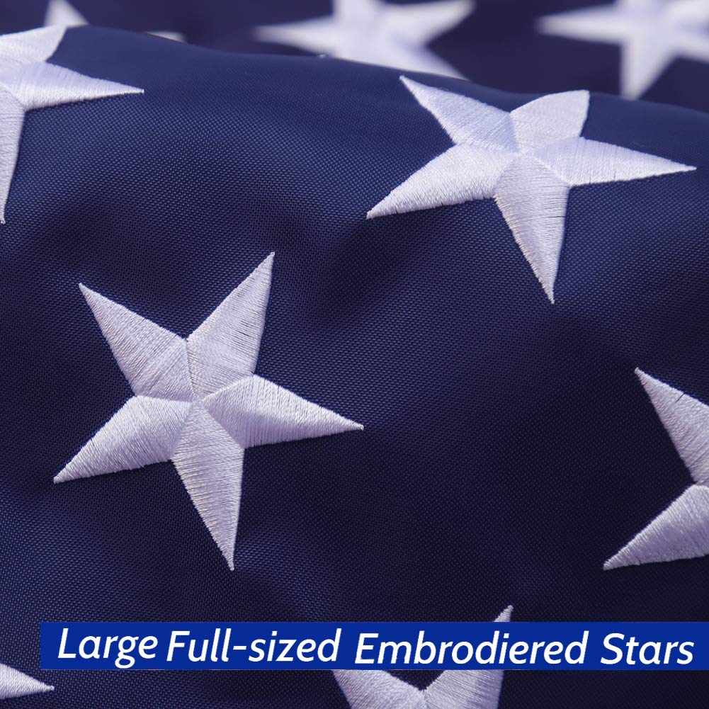 American Flag 5x8 Outdoor Heavy Duty, Embroidered Stars Flag, The Strongest Longest Lasting 5x8 ft American Flag Embroidered Stars/Sewn Stripes/Brass Grommets…