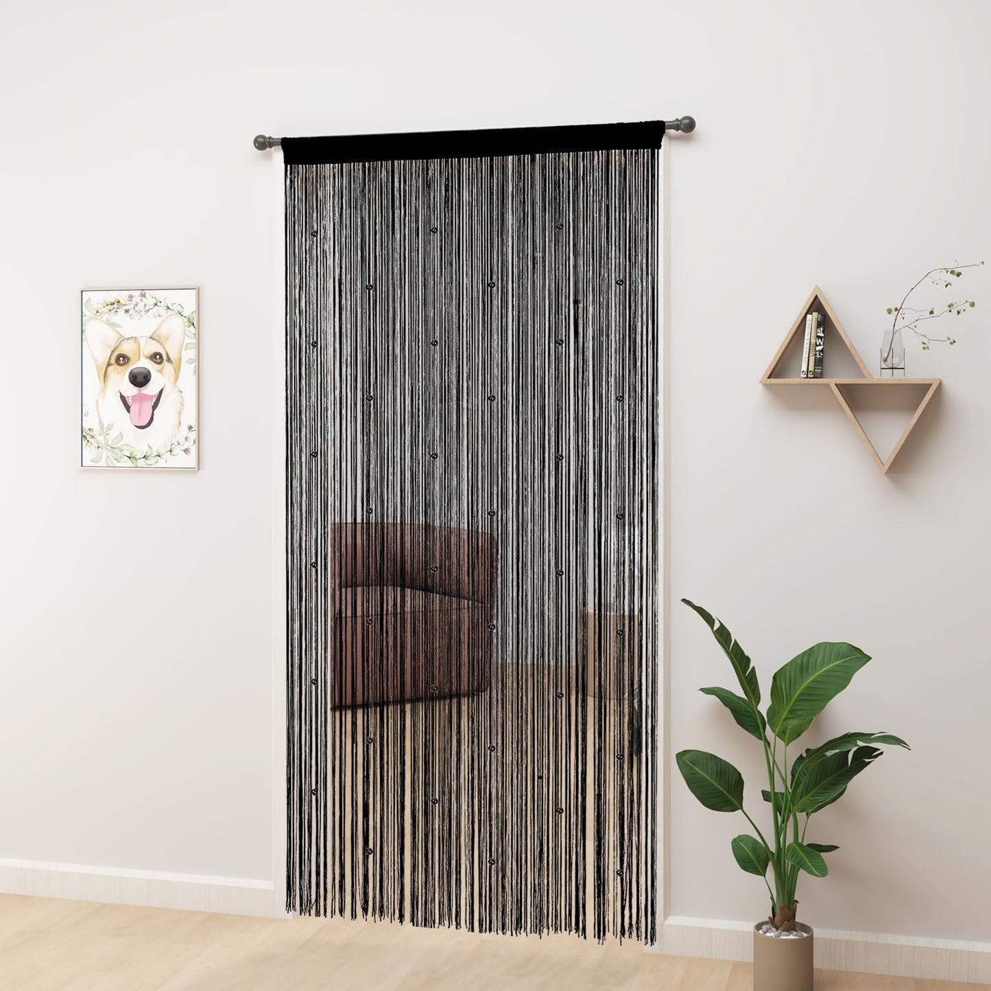 YIIBAII Beaded Curtain Beaded Curtains for Doorways Crystals Suitable for Interior Hanging Decoration and Partitions Closet Curtains (39"x79", Black)