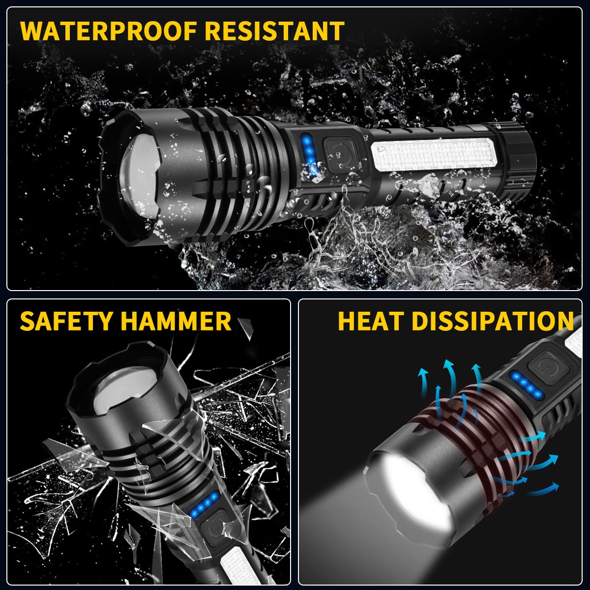 Rechargeable Flashlights High Lumens, 7Mode Super Bright Flashlight Camping, Adjustable Tactical Flash Light High Powered, LED Flashlights for Home Emergency, Christmas Gifts Stocking Stuffers for Men