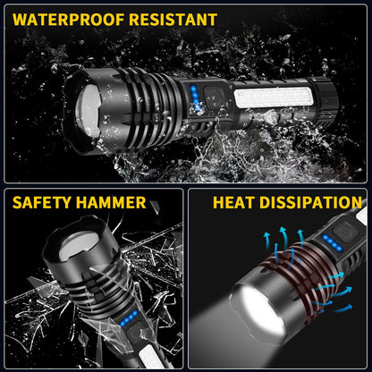 Rechargeable Flashlights High Lumens, 7Mode Super Bright Flashlight Camping, Adjustable Tactical Flash Light High Powered, LED Flashlights for Home Emergency, Christmas Gifts Stocking Stuffers for Men