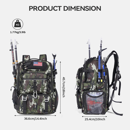 Vomgomfom 37L Fishing Backpack with Fully Waterproof Insulated Lining,Military Survival Molle Back Pack with Laptop Compartment,Army green Camouflage