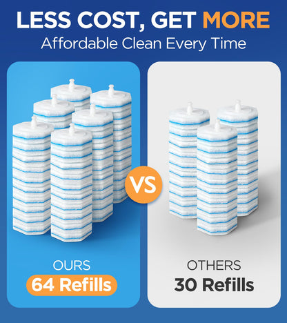 64 Count Toilet Wand Refills for Clorox Toilet Wand, 5X Cleaning Power Toilet Bowl Cleaners with Exclusive Formula, High-Density Disposable Toilet Brush Scrubber - No Falling Apart, Fresh Fragrance