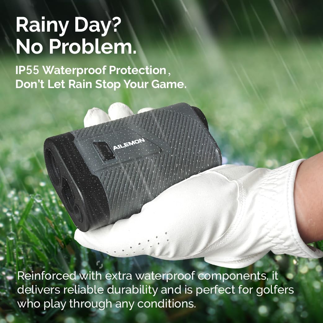 AILEMON 900 Yards Golf Laser Rangefinder with Slope Switch, Ultra-Clear Optics, Flag-Lock/Slope/Magnetic Stripe/Lightweight Goling Range Finder (Gray)