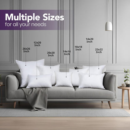Utopia Bedding Throw Pillows Insert (Pack of 2, White) - 12 x 20 Inches Bed and Couch Pillows - Indoor Decorative Pillow