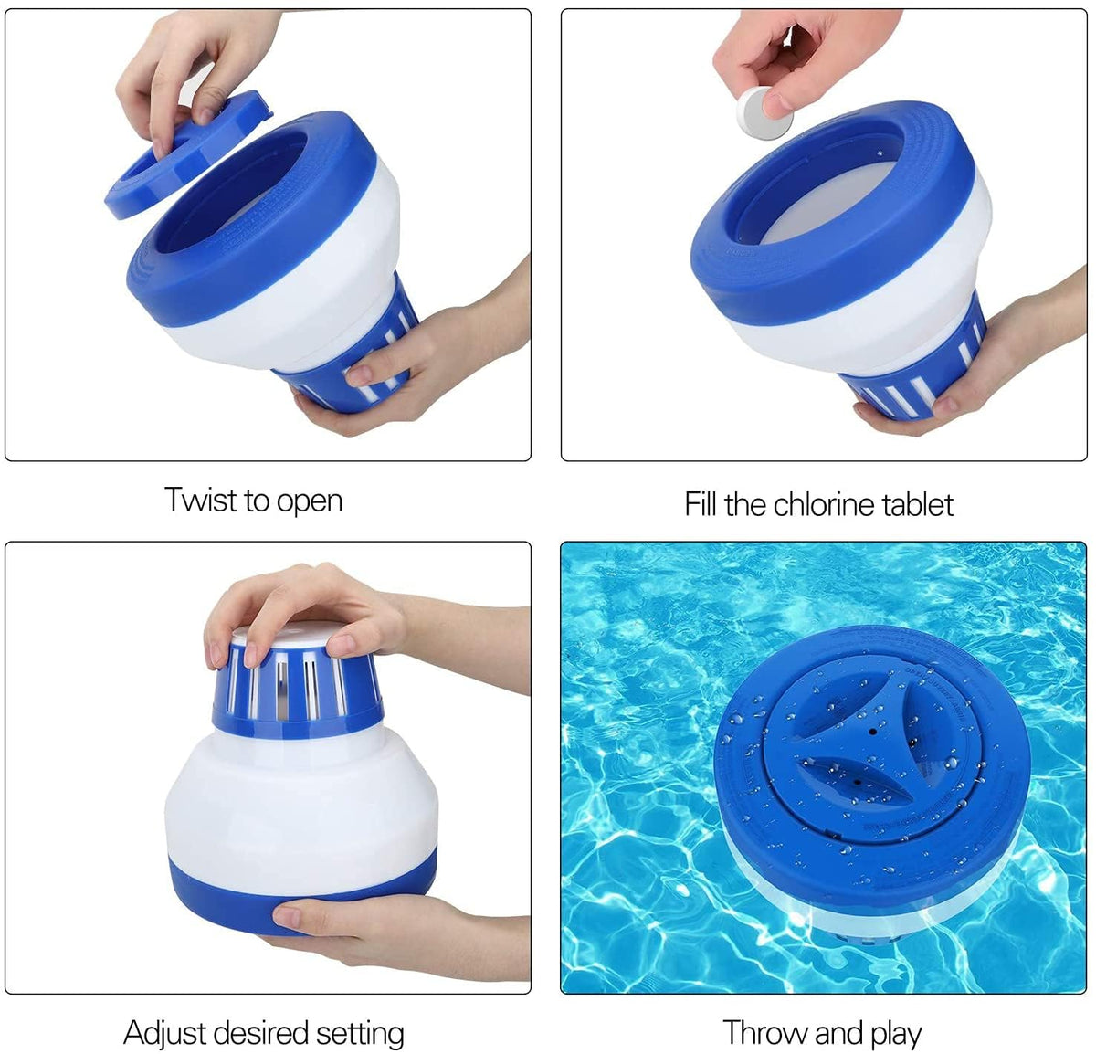 Pool Chlorine Floater, 7.5" Large Floating Chlorine Dispenser, Optimal Pool with Adjustable Release for Indoor & Outdoor Swimming Pool Hot Tub
