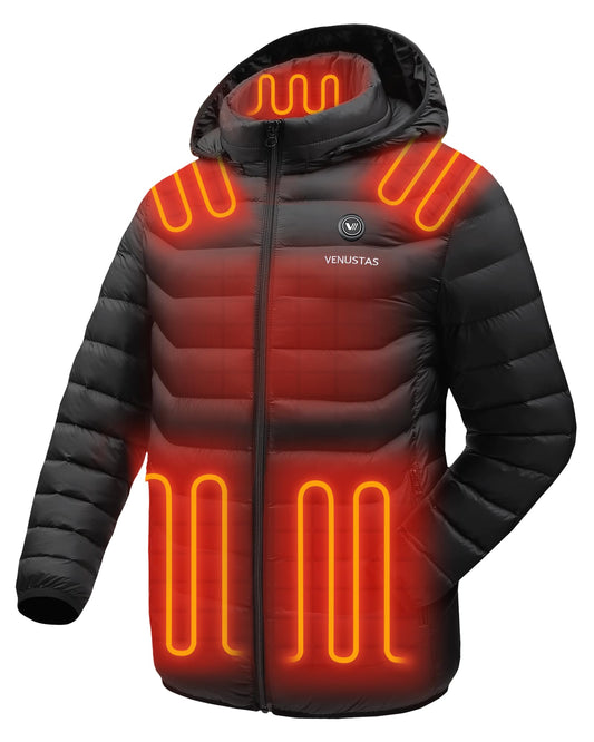 Venustas Unisex Heated Jacket with Battery, Heated Coat for Women and Men with Detachable Hood