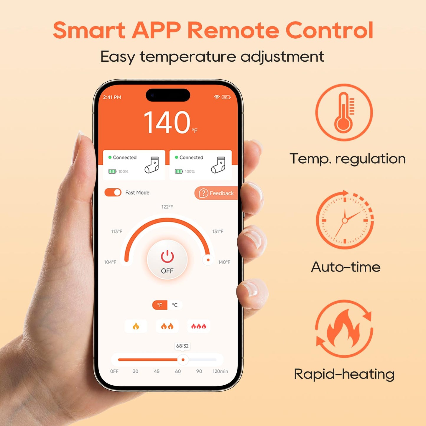 Heated Socks, APP Control Electric Heated Socks for Men Women, Rechargeable Battery Powered Warm Socks, Washable Thermal Socks Foot Warmer for Winter Hunting Skiing Hiking Camping