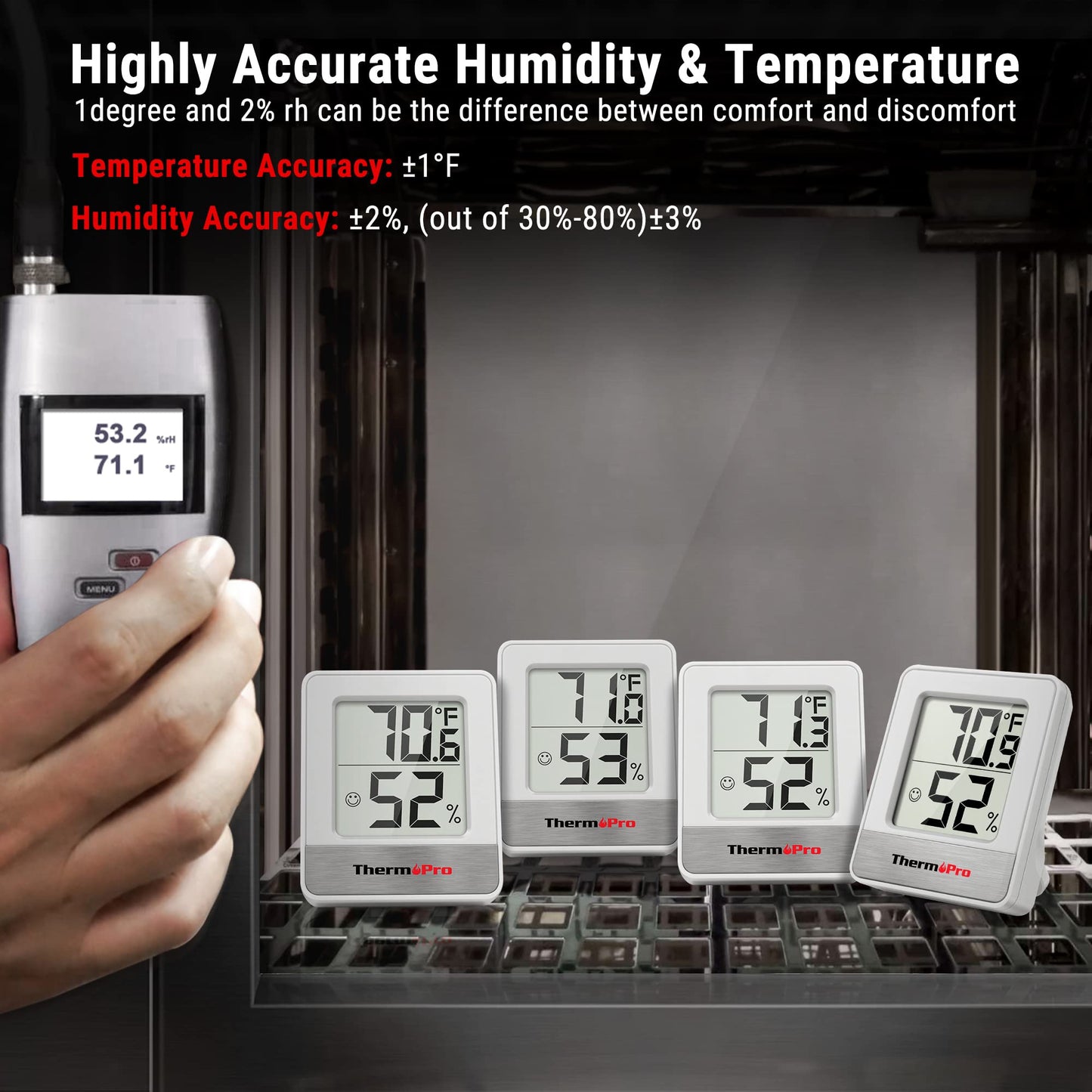 ThermoPro TP49 Digital Hygrometer Indoor Thermometer Humidity Meter Room Thermometer with Temperature and Humidity Monitor Mini Hygrometer Outdoor