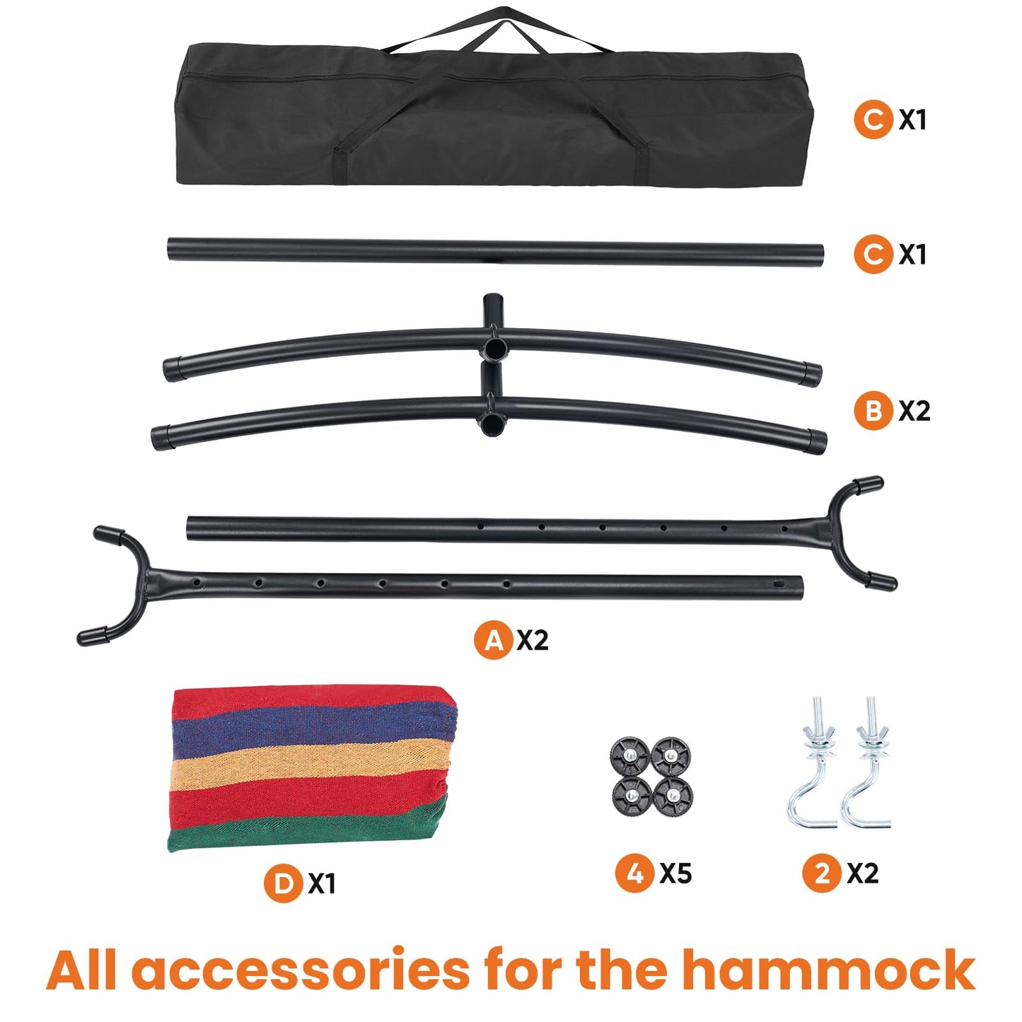 Sweetcrispy Double Hammock with Space Saving Steel Stand Heavy Duty 2 Person Standing Hammocks 450lb Capacity for Outside Garden Yard with Portable Carrying Bag, Red