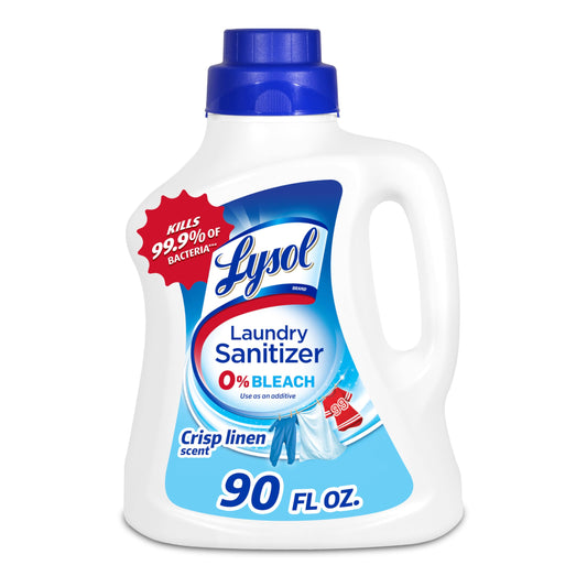 Lysol Disinfectant Laundry Sanitizer & Scent Booster, Laundry Detergent Additive, Color Safe Bleach Alternative, Laundry Odor Eliminator, Kills Bacteria & Viruses, Crisp Linen Scent, 90 Fl Oz