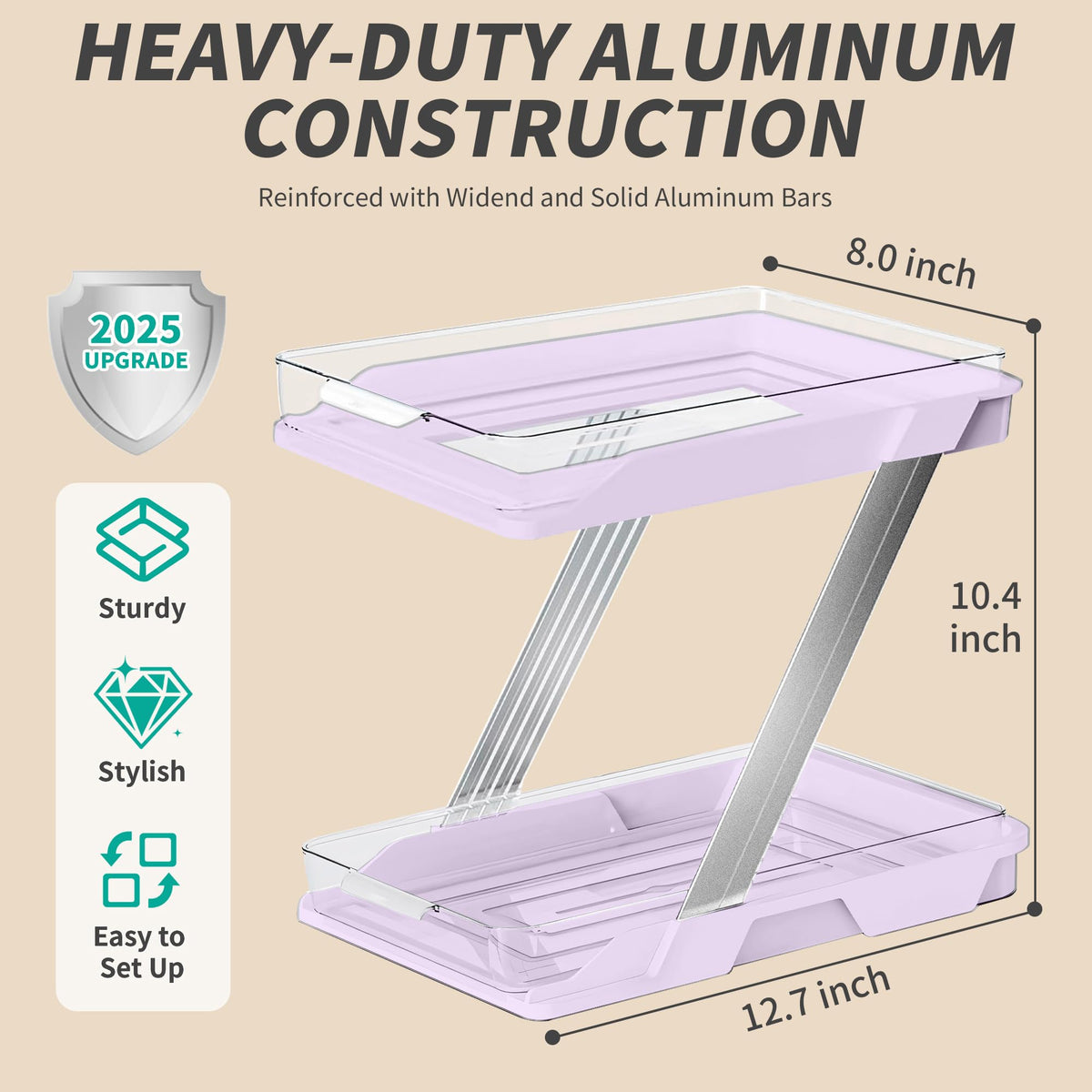 AUGBEAN 3 Pack Bathroom Organizers and Storage - Multi-Purpose,2-Tier Clear Pull Out Organization for Bathroom,Under Sink,Kitchen,Vanity,Countertop,Cabinet,Pantry & Medicine Cabinet,Pink