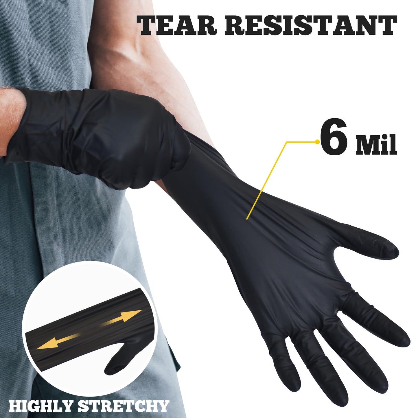 TitanFlex Disposable Nitrile Exam Gloves - 6-mil, Black, Large 100-ct Box, Heavy Duty, Latex Free, Food Safe for Cooking & Food Prep
