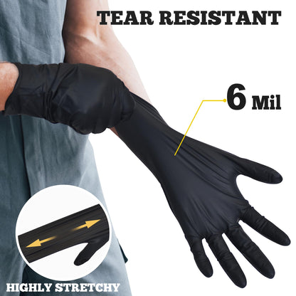 TitanFlex Disposable Nitrile Exam Gloves - 6-mil, Black, Large 100-ct Box, Heavy Duty, Latex Free, Food Safe for Cooking & Food Prep