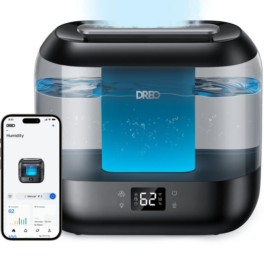 Dreo Smart Humidifiers for Bedroom, Top Fill 4L Supersized Humidifier Large Room with 28 dB, 36H Runtime, Touch/APP/Voice Control, Nightlight, Cool Mist Humidifiers for Baby, Plants, Indoor, Black
