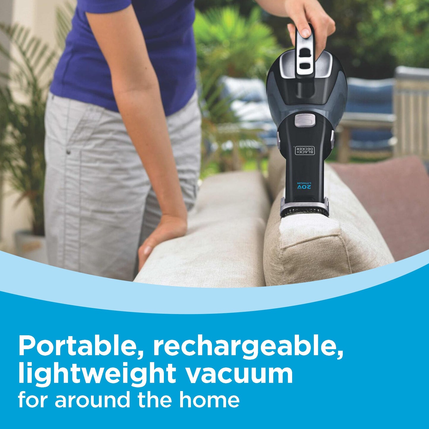 BLACK+DECKER dustbuster 20V Hand Vacuum Cordless Rechargeable, Car Vacuum Portable, Powerful Suction AdvancedClean Hand Vac with Extendible Crevice Tool, Flip-Up Brush and Charging Base (BDH2000L)