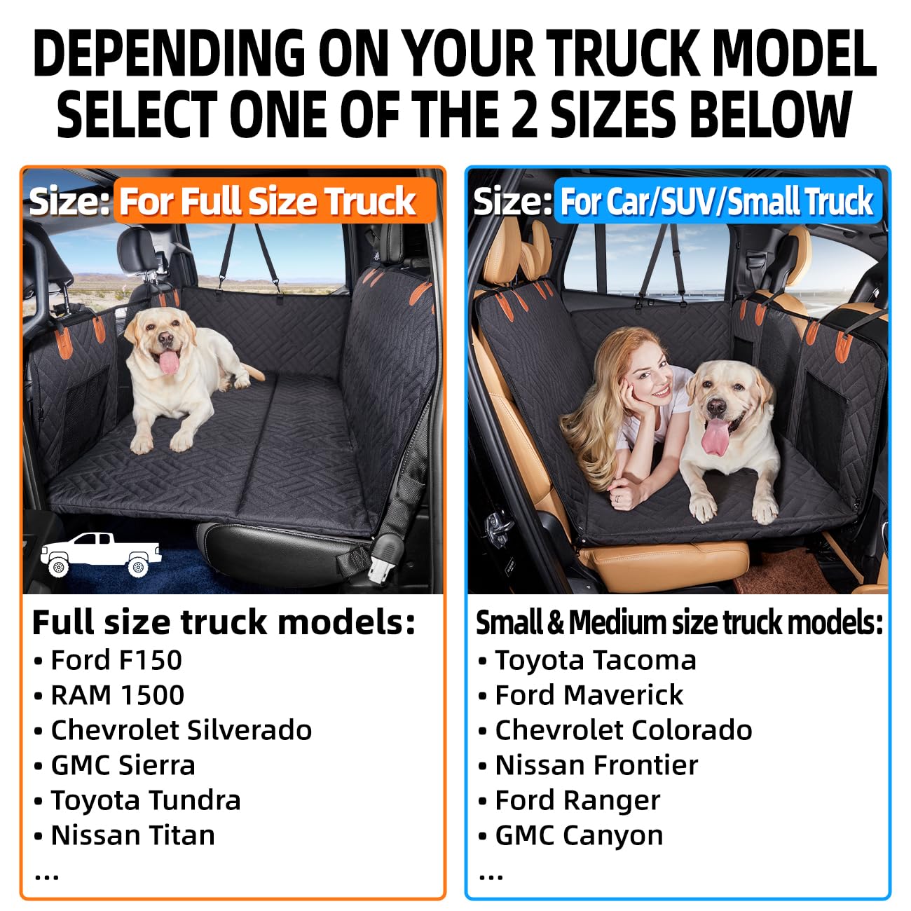 YJGF Dog Back Seat Extender for Truck,Truck Seat Cover Back Seat,Dog Hammock for Truck,Pet Seat Covers for Dogs,Hard Bottom Seat Extender for Dogs,Dog Seat Cover for F150/RAM1500/Silverado (Black)