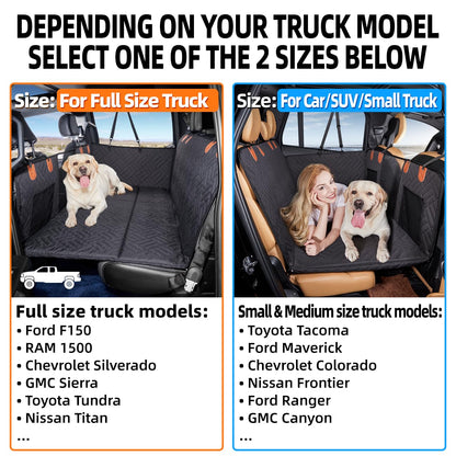 YJGF Dog Back Seat Extender for Truck,Truck Seat Cover Back Seat,Dog Hammock for Truck,Pet Seat Covers for Dogs,Hard Bottom Seat Extender for Dogs,Dog Seat Cover for F150/RAM1500/Silverado (Black)