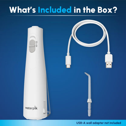 Waterpik Cordless 1100 Rechargeable Portable Water Flosser for Teeth Cleaning and Flossing, Travel, Braces Care, Healthier Gums, Waterproof for Shower, ADA Accepted, WF-30CD White, Packaging May Vary