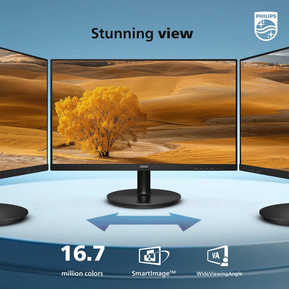 Philips New 27-inch Class Thin Full HD (1920 x 1080) 100Hz Monitor, VESA, HDMI x 1, VGA Port x1, Eye Care, 4 Year Advance Replacement Warranty, 271V8LB, Black