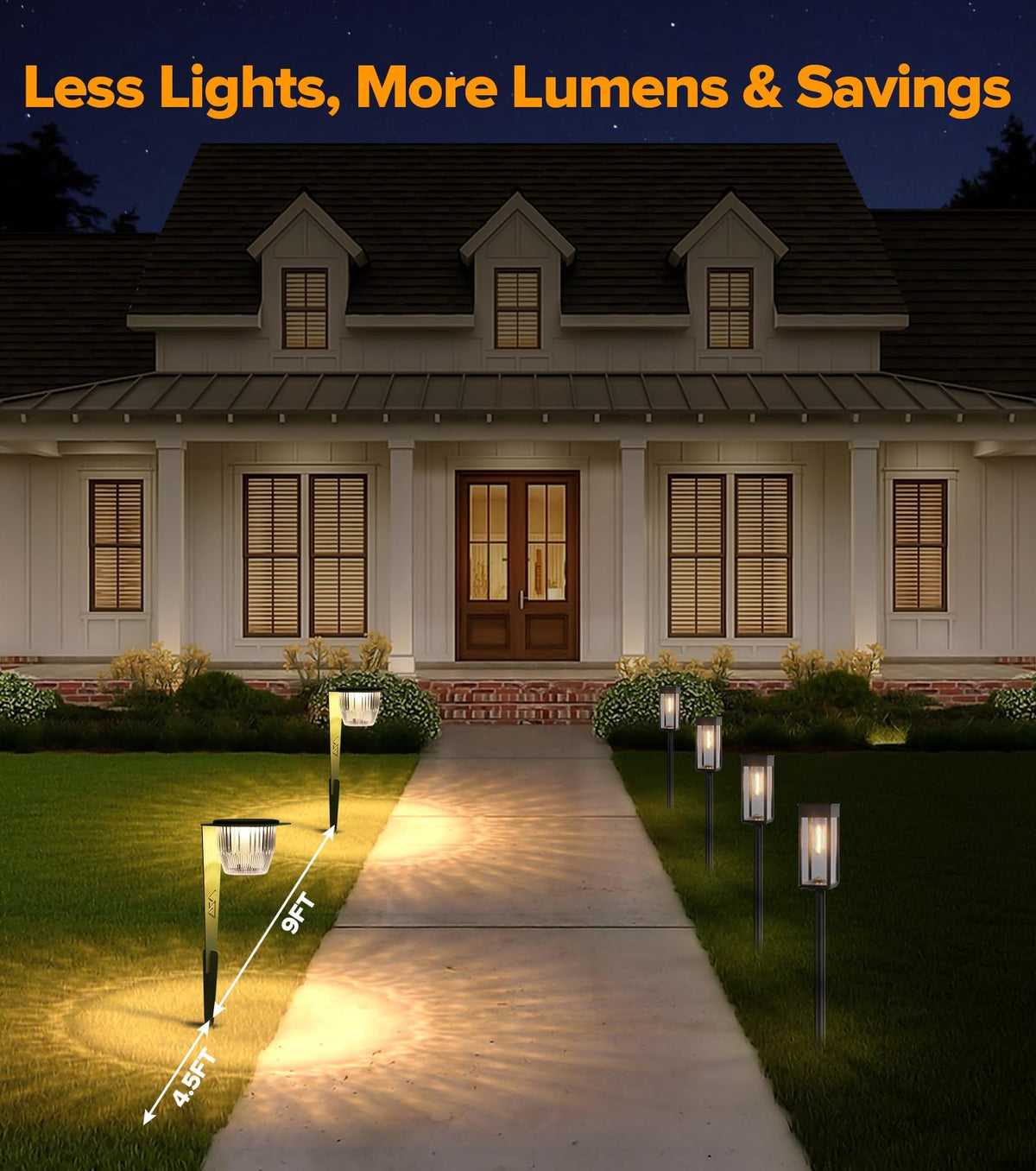 AZADESJET Solar Pathway Lights Outdoor, Super Bright 500 lumens with 2-in-1 Solar Powered and USB Charging Modes, IP65 Waterproof, Auto On/Off Garden Lights for Lawn Patio Walkway, Green (4 Pack)