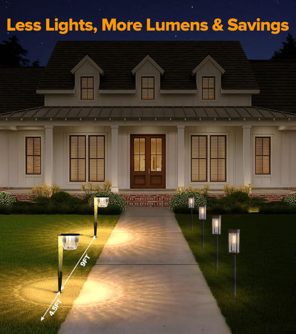 AZADESJET Solar Pathway Lights Outdoor, Super Bright 500 lumens with 2-in-1 Solar Powered and USB Charging Modes, IP65 Waterproof, Auto On/Off Garden Lights for Lawn Patio Walkway, Green (4 Pack)