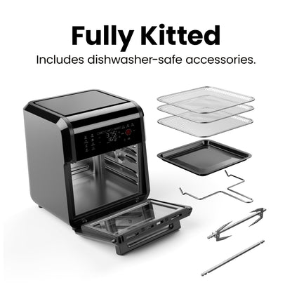 Chefman 12-Quart 6-in-1 Air Fryer Oven with Digital Timer, Touchscreen, and 12 Presets - Family Size Countertop Convection Oven, Dishwasher-Safe Parts