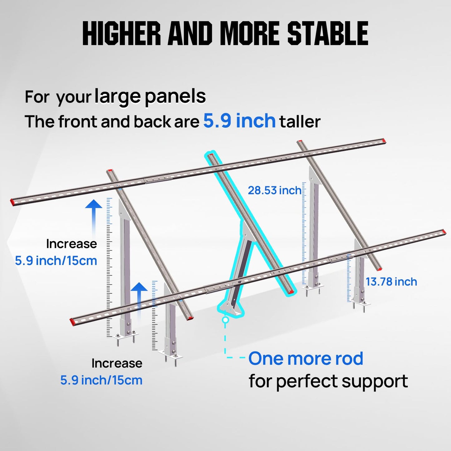 ECO-WORTHY Upgraded Solar Ground Mount Adjustable Multi-Pieces Solar Panel Mounting Brackets Kit System for 4pcs 200W/3pcs 300W/2pcs 400W Solar Panels for Ground,Open Space, Cabins and Backyard Sheds