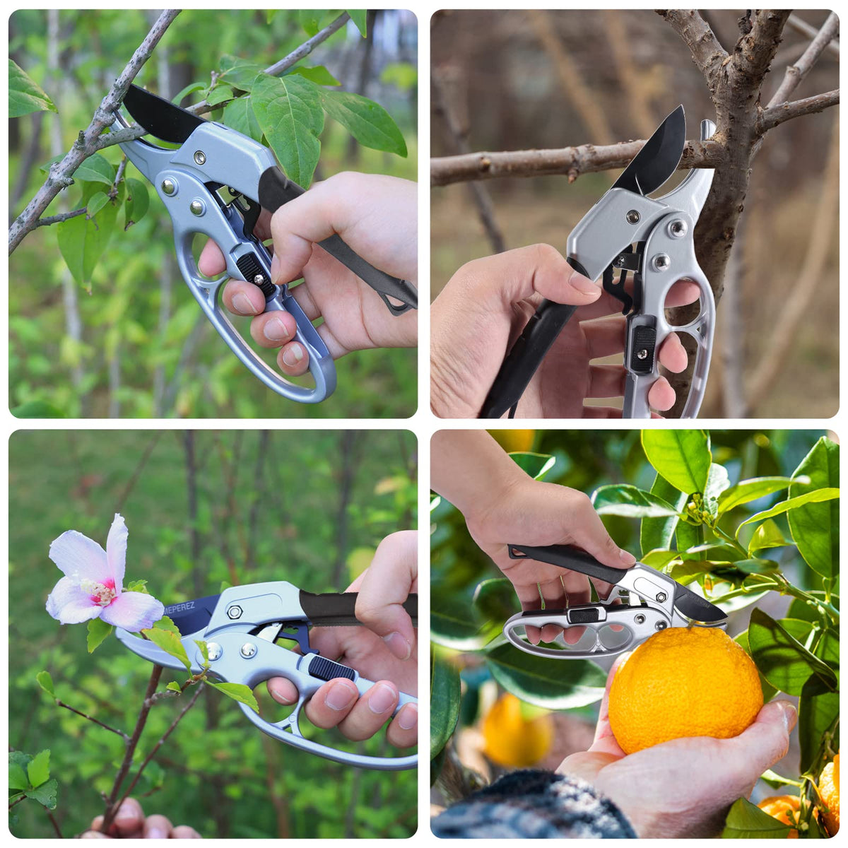 MEPEREZ Germany Pruning Shears, Arthritis Weak Hand Snips, Work 3 Times Easier, 1-Inch Cut Capacity Garden Clippers, Ergonomic handle, Rust resistant, high strength steel, Sharp