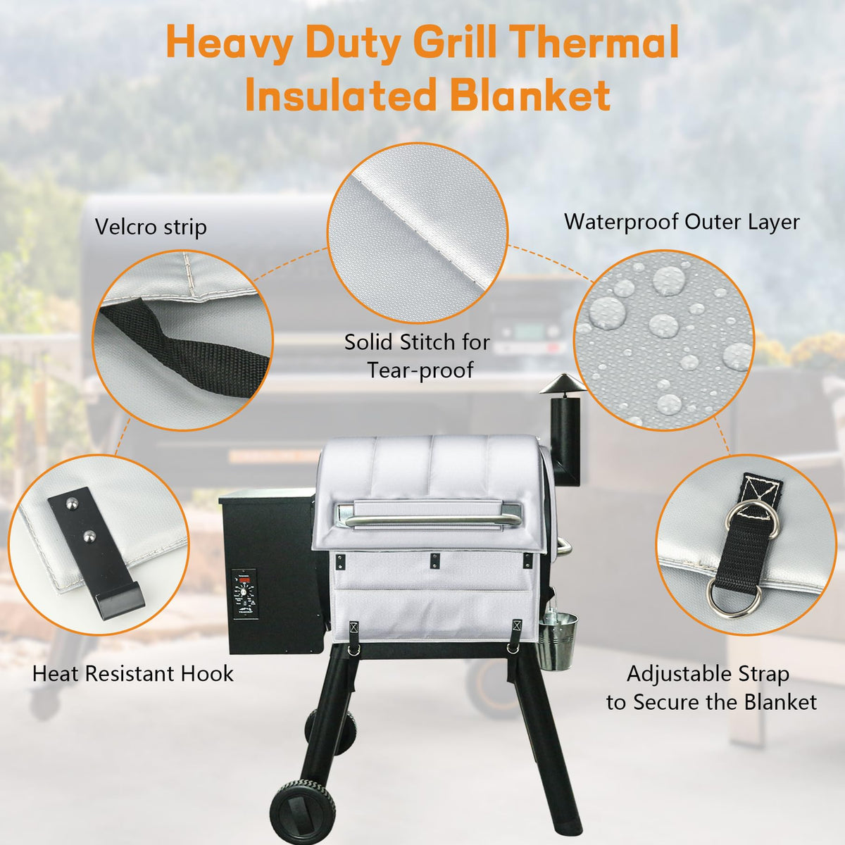Insulation Blanket for Traeger Pro 22,Pro 575,Ironwood 650 and Lil' Tex Elite Wood Pellet Smoker Grill,BAC626 Pro 22/575 Insulation Blanket Smoker Cover Replacement Parts Grills BBQ Winter Accessory