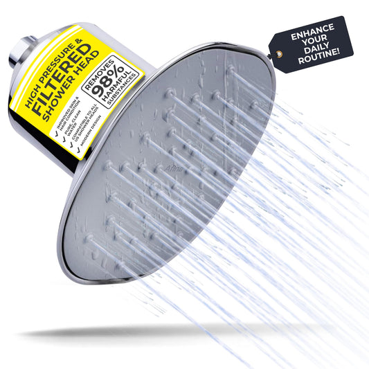 Afina Filtered Shower Head | High Pressure Shower - Reduces Dry Itchy Skin, Dandruff, Eczema, & Dramatically Improves Condition of your Skin, Hair & Nails (Chrome)