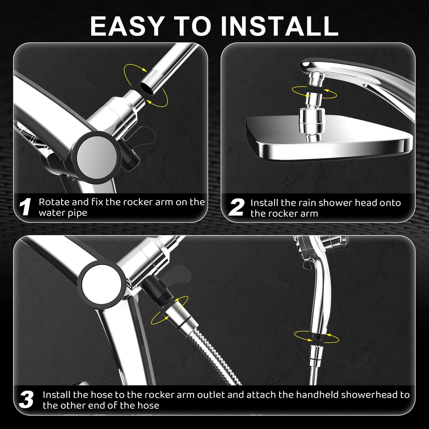 Rain Shower Head with Handheld High Pressure rainfall Shower Heads with Handheld Spray Combo Adjustable one-piece stand daul shower head Built-in Magnetic Docking and Power Jets