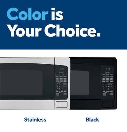 GE Countertop Microwave Oven,1, 200-watt Capacity, 2.0 Cubic Ft., 8 Auto Setting Cooking Settings, Child-Lock Technology, Kitchen Essentials for the Countertop, Dorm Room or Apartment, Stainless Steel