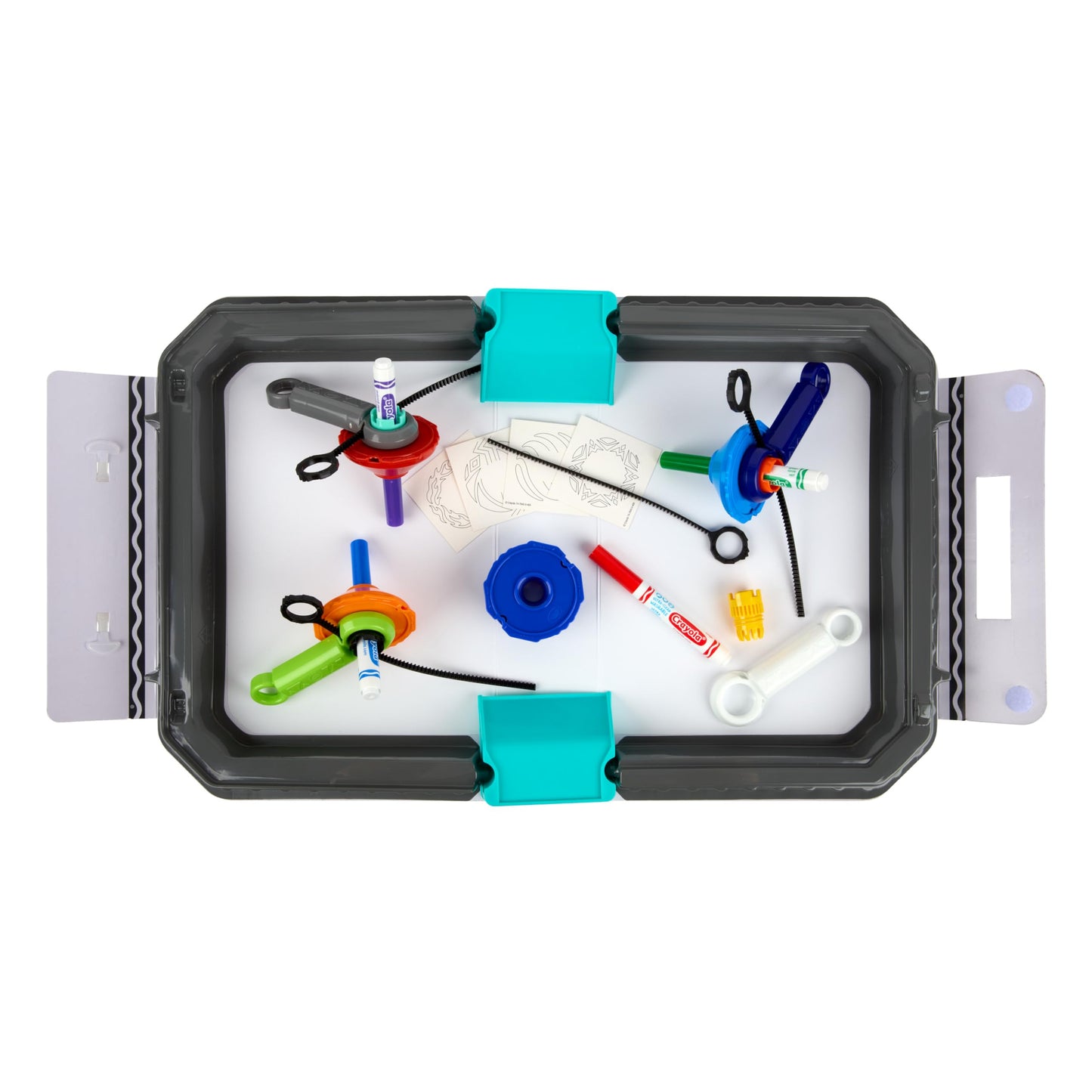 Crayola Colourwhirls Battle Arena Art Game, DIY Gyro Spin Art Toy, 4 Battling Spinning Top Toys, Birthday, Holiday for Kids, Ages 6+