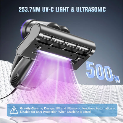 Mattress Vacuum Cleaner,Bed Vacuum Cleaner with UV-C Light,16Kpa,140°F Heat,Ultrasonic,Anion,Handheld Vacuums for Bed,Sofa,Couch,Crib(Corded,Dark Purple)