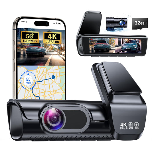 OVAMAN K600 4k Dash Cam Front and Rear, 3.59" IPS Screen, Built-in GPS 5G WiFi Dash Camera for Cars with App, UHD 2160P Night Vision Free 32G SD Card, 170° Wide Angle, HDR, 24H Parking Mode