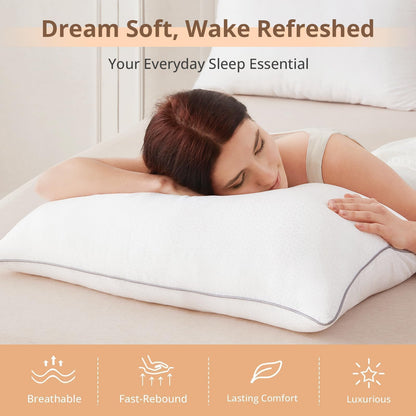 Sasttie Pillows Queen Size Set of 2, Bed Pillows for Side, Back, and Stomach Sleepers - Oeko-Tex Certified Down Alternative Plump Filling - Hotel Quality and Machine Washable, 20x30 Inches, 2 Pack