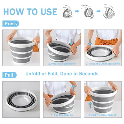 2-Pack Collapsible Buckets - 2.6 Gallon (10L) Large Capacity, Essential for RV, Garden Cleaning, Car Washing, Camping, Fishing, Multi-Purpose Durable Portable Buckets, Easy Storage, Use Anywhere