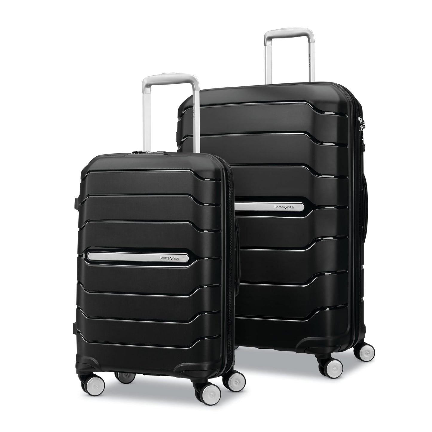 Samsonite Freeform 2-Piece Luggage Set - Carry-On & Large Checked Luggage with Dual Spinner Wheels - Durable Polypropylene Hardshell - TSA Lock, Airline-Approved - Expandable Hard Shell – Black