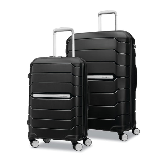Samsonite Freeform 2-Piece Luggage Set - Carry-On & Large Checked Luggage with Dual Spinner Wheels - Durable Polypropylene Hardshell - TSA Lock, Airline-Approved - Expandable Hard Shell – Black